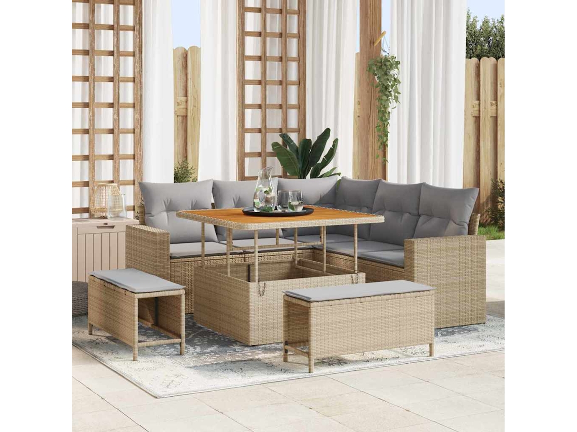 Vidaxl Conjunto De Sofá De Jardim 9 Unid. 6-número De Lugares