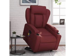 Poltrona massagens reclinável couro artificial vermelho tinto