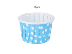 50 Forminhas De Papel Para Mini Cupcakes, Redondas E Com Bolinhas, Ideais Festas Em Casa Casamentos, Na Cor Azul.