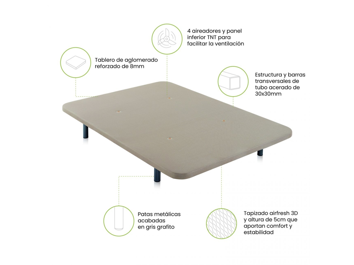 Base Tapizada Air Bege 150x190 cm