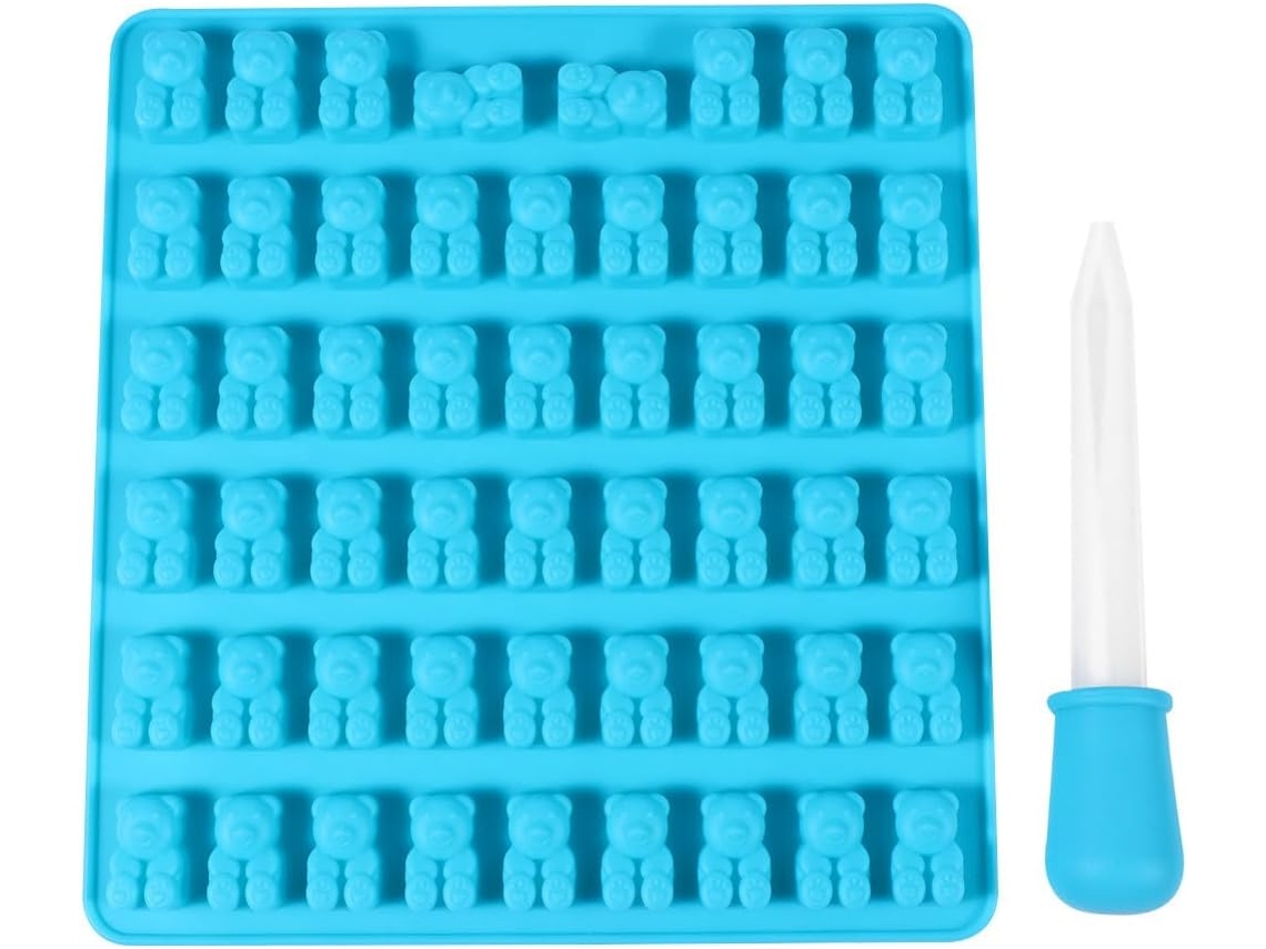 Forma De Silicone Urso Azul Com 53 Cavidades Para Chocolates E Doces