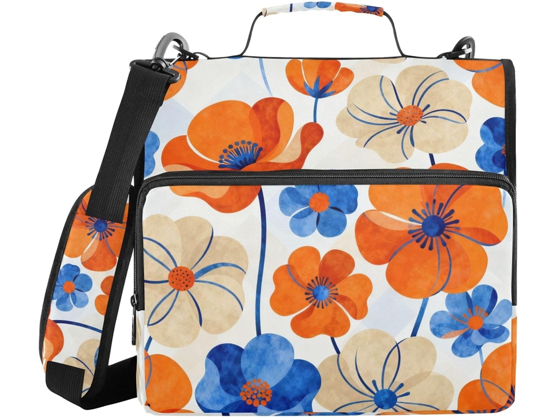 Organizador de massas Argolas vibrantes com estampa floral, 3,8 cm x 1,5 polças, com marcador de data, à prova d'água.
