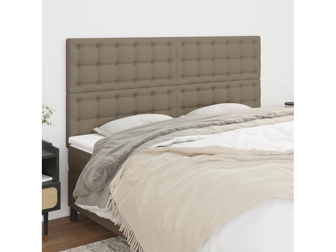 Vidaxl Cabeceira Taupe 200x5x118/128 Cm Tecido