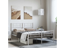 Vidaxl Estrutura De Cama Com Cabeceira E Pés 135x190 Cm Metal Branco