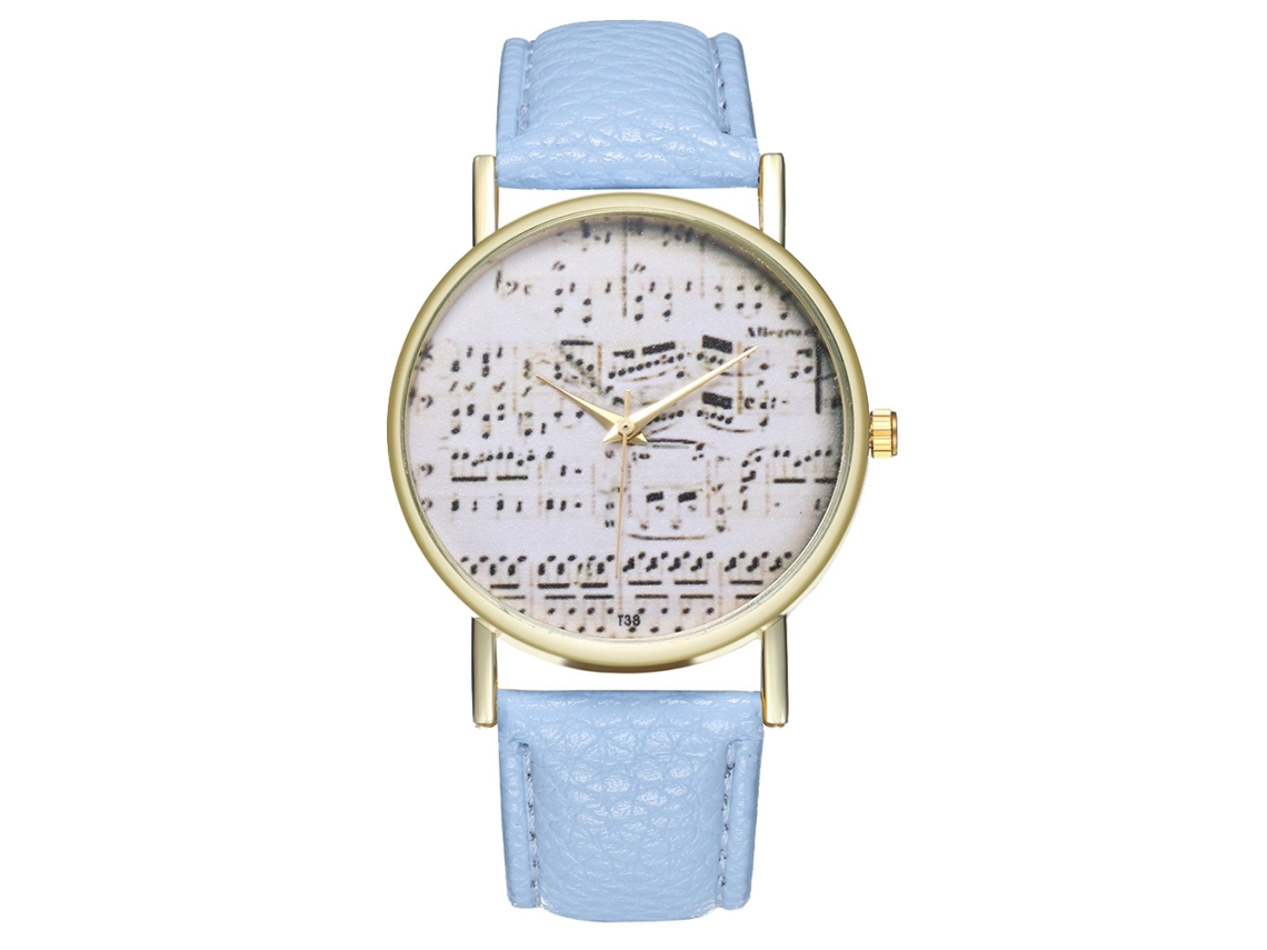 Reloj Analógico De Cuarzo Para Mujer Y Hombre Con Correa De Pu Azul Claro