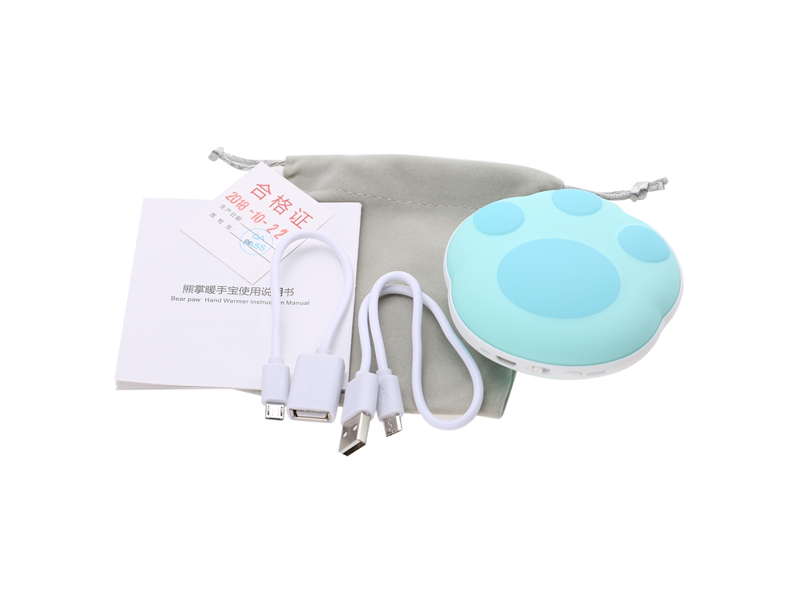 Laxiscreed Aquecedor De Mãos Usb Portátil Bear Paw, Aquecimento Constante E Rápido, Cor Azul