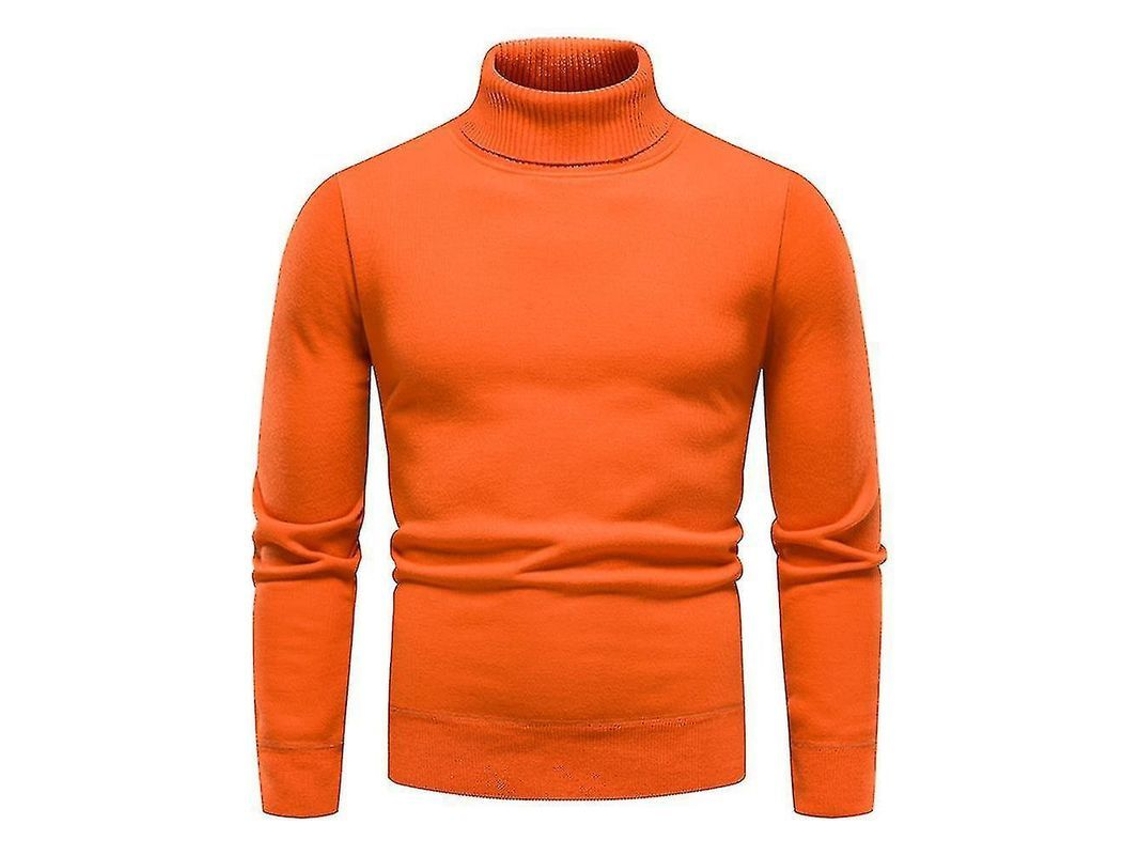 2026 jersey Básico de Cuello Alto Liso para Hombre, Ajuste Slim, Tejido Grueso, Abrigo de Invierno, Pullover Xmb L Naranja