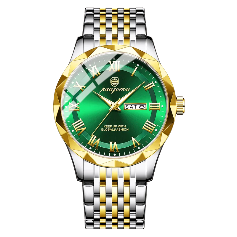 Relógio Mecânico De Negócios (verde-dourado), Ultra-luxuoso E Resistente À Água.