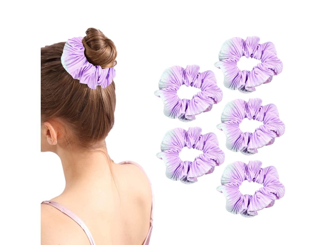 5pcs Círculo De Cabelo Simples Com Gradiente Elástico Para Cabelo Alto E Ponytail