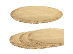 Lurelia Individual Mesa Redondo Juta Natural 4 Peças Ø38 Cm Térmico Rústico