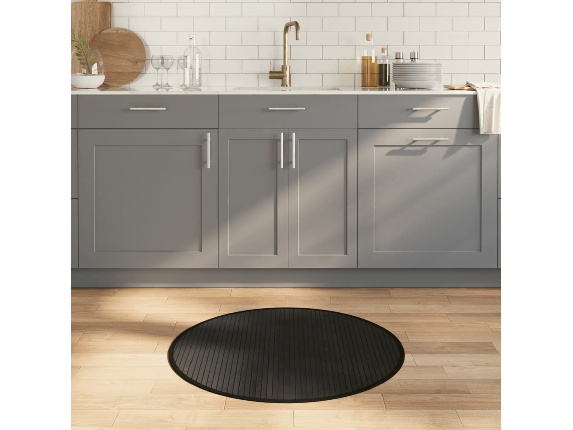 Tapete Redondo 80 Cm Bambu Preto
