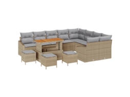 Conjunto 13 Assentos De Jardim Vidaxl Bege Vime Pe (110 X 55 X 71 Cm)