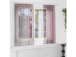 Vidaxl Cortinas De Voile Com Bolsos Para Varão 2 Pcs Roxo