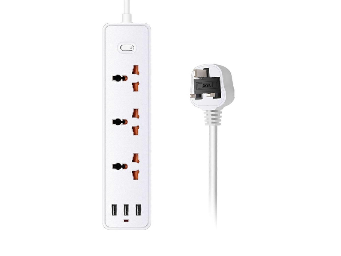 Régua De Energia 6 Em 1 Com 3 Tomadas Ca, 3 Portas Usb E Protetor Contra Surtos. Olysi Shop