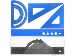 Conjunto de 8 réguas triangulares de metal Beauvorty com decalque e régua Preta para desenhos precisos em escolas.