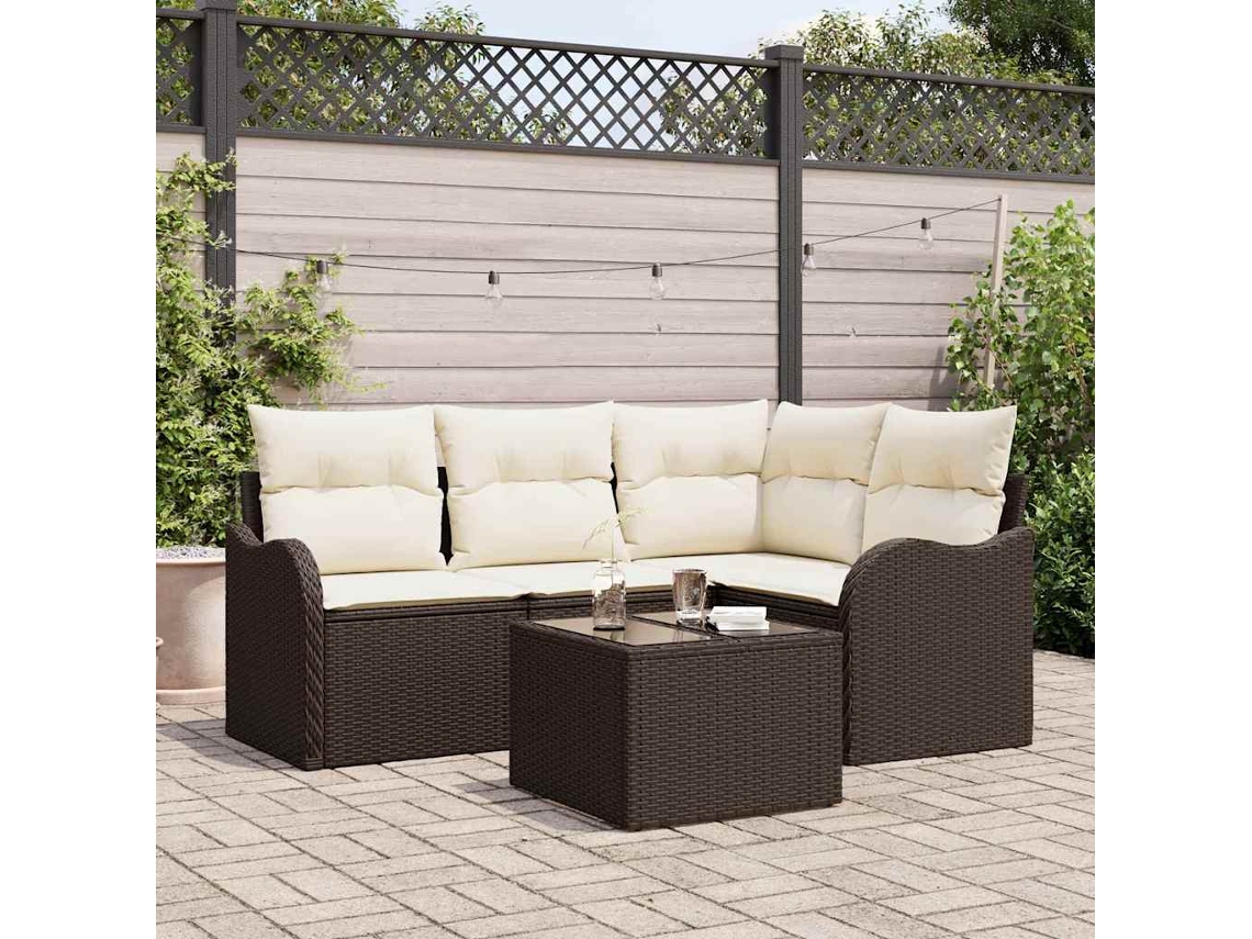 Vidaxl Conjunto de Sofá de Jardim 5 Pcs Cinzeto Vime Pe
