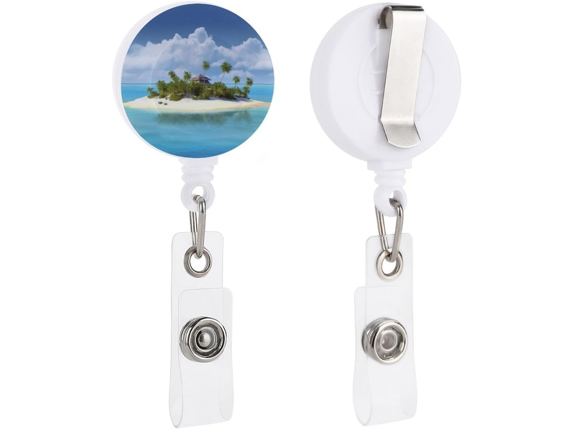 Porta Crachá Retrátil Com Clipe Giratório Tipo Jacaré Identificação Em Ilhas E Praias, Ideal Enfermeiros E