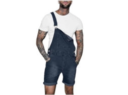 Shorts jeans casuais masculinos com bolso no peito, corte reto, azul escuro, Bmdark M
