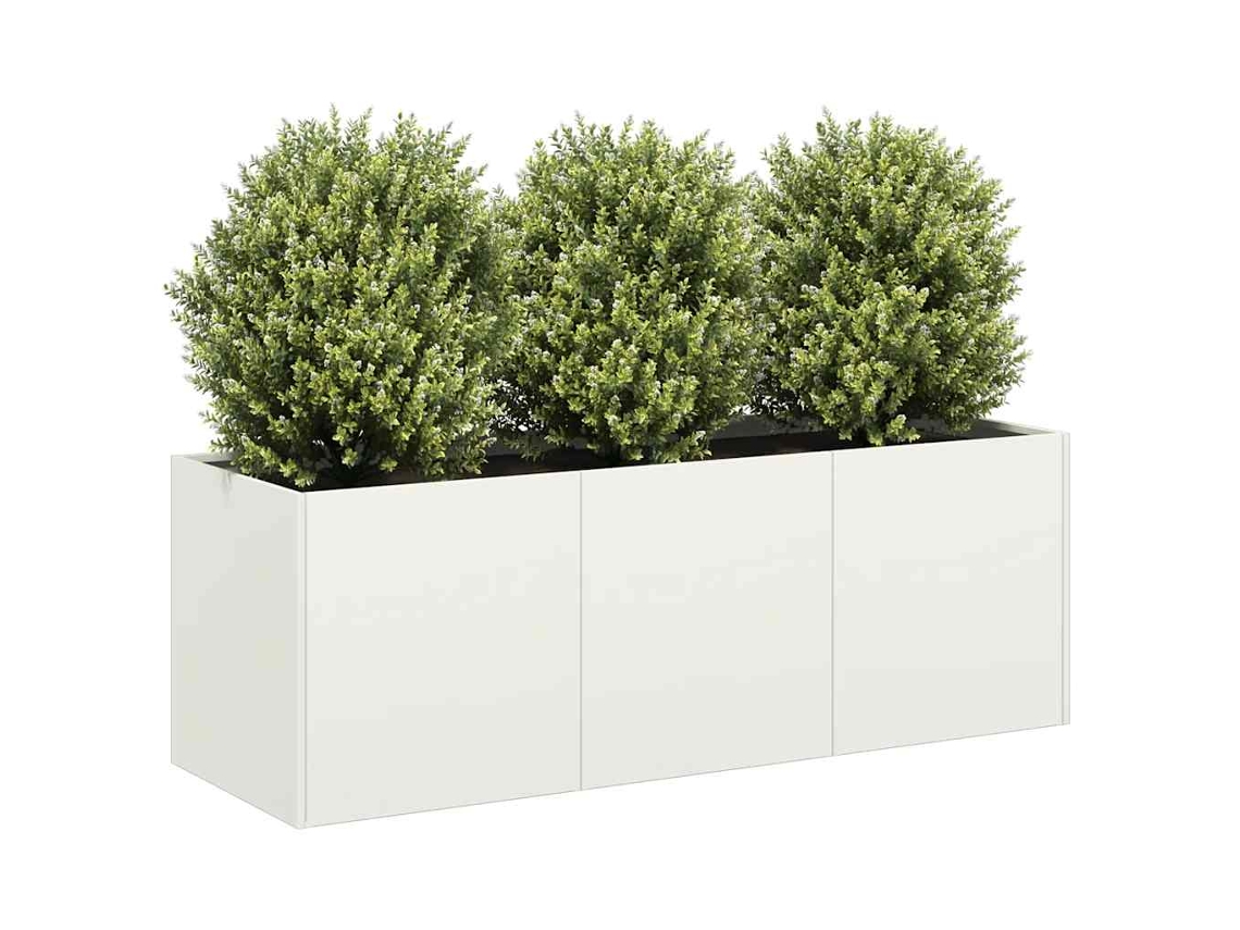 Vidaxl Vaso Floreira 120x40x40 Cm Aço Laminado A Frio Branco