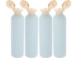 Nuobesty De 4 Frascos Vazios De Loção Em Plástico Azul Claro De 260ml Com Tampas