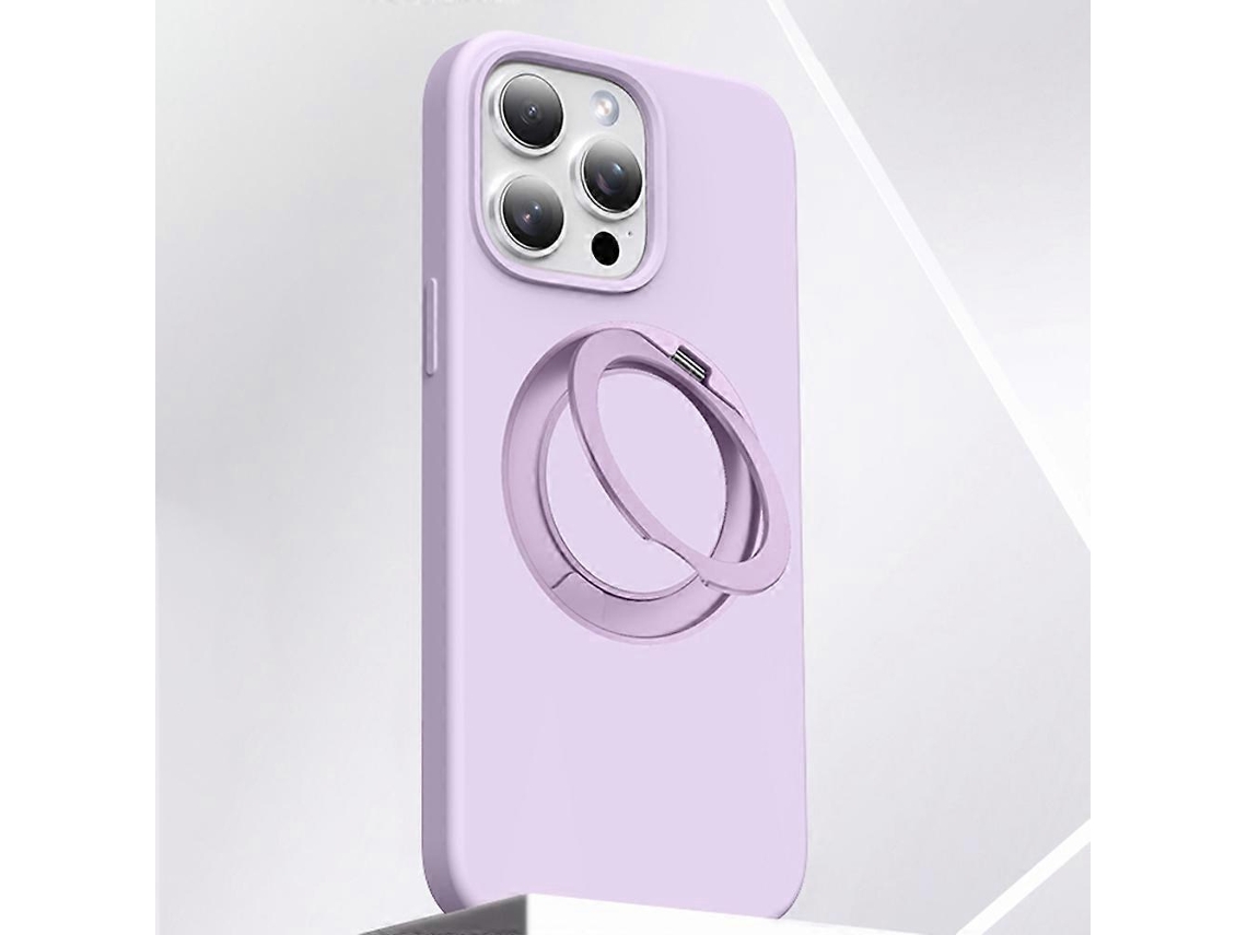 Capa Tkdaddy Para Iphone 15 Pro Com Suporte Giratório De Silicone Capa Para Pc, Roxa Clara