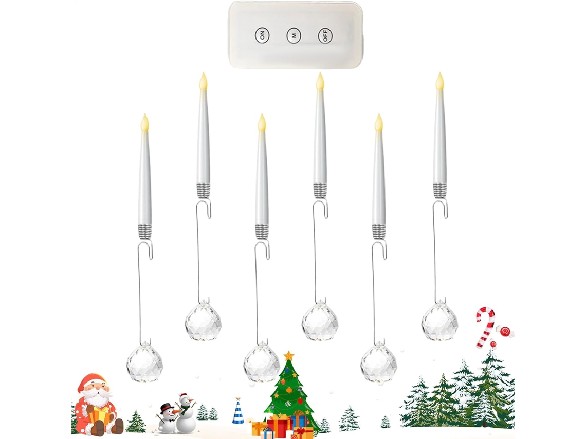 Conjunto De 6 Velas De Natal Com Clipe Leds Piscantes A Bateria Decorações De Natal Para Interio Gokoco