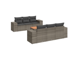 Conjunto de 7 Sofás para Jardim com Almofadões Vime Pe Cinzento MAISON EXCLUSIVE (7 pcs)