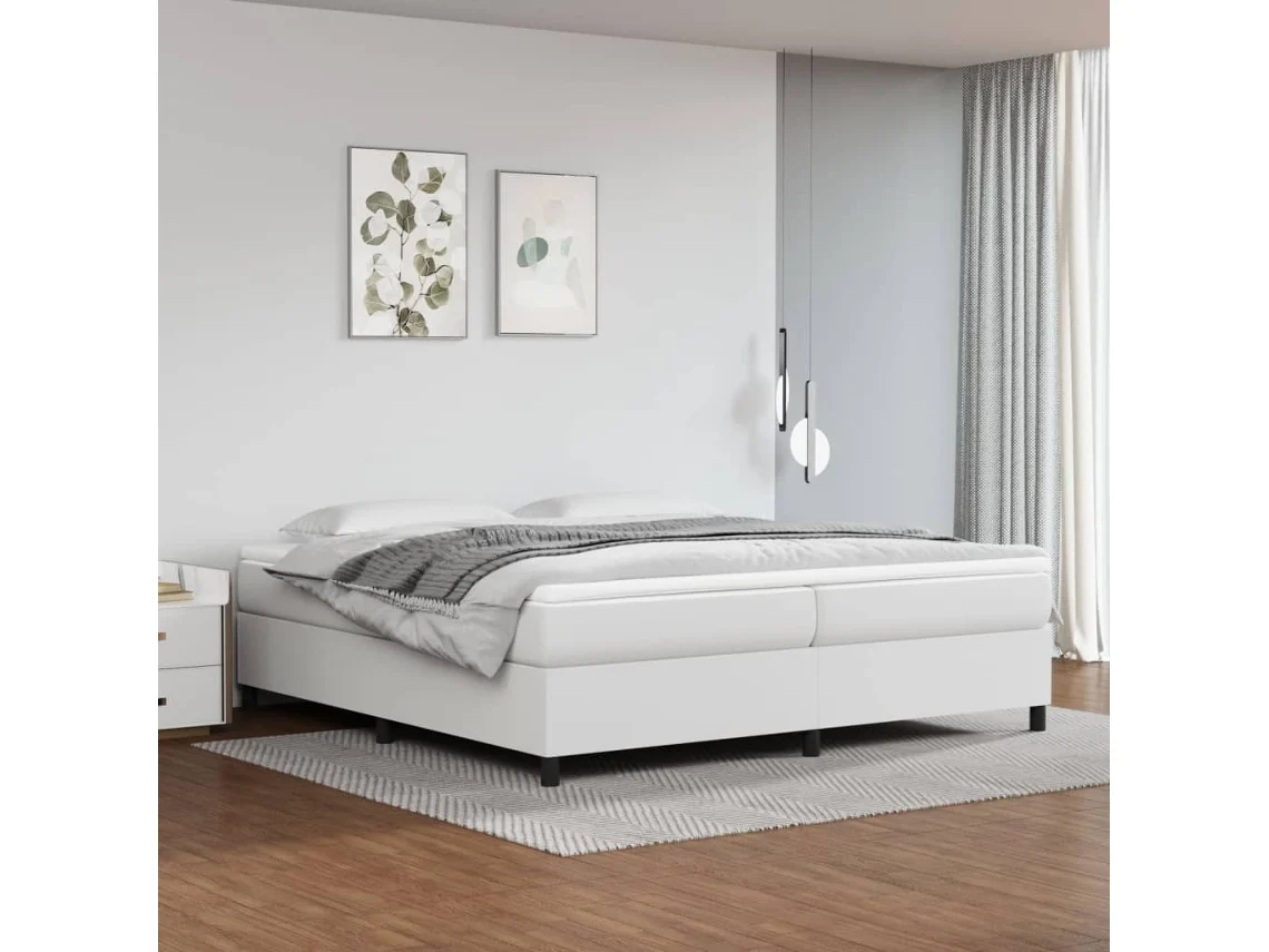 Vidaxl Estrutura de Cama com Molas 200x200 Cm Couro Artificial Branco