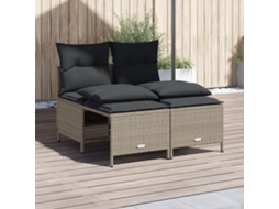 Vidaxl 4 Pcs Conj. Sofás Jardim C/ Almofadões Vime Pe Cinzento-claro
