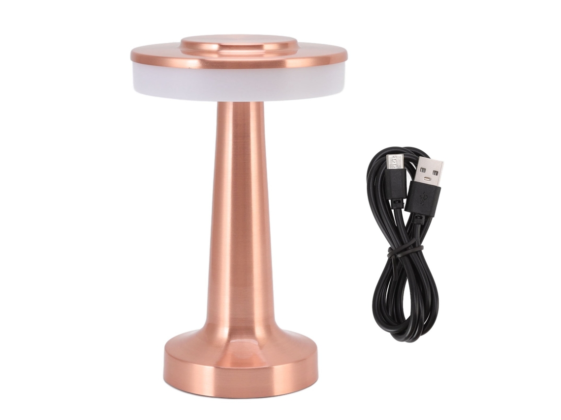 Rebe-lâmpada De Mesa Led Portátil Retrô Com Controle Táctil 3 Níveis De Temperatura De Cor Recarregável Luz Noturna Para Hotel Cobre