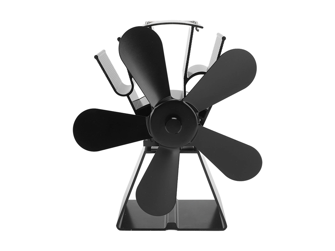 Ventilador de Lareira a Calor 5 Lâminas Base Trapezoidal para Fogões a Lenha/querosene Preto | S/MARCA
