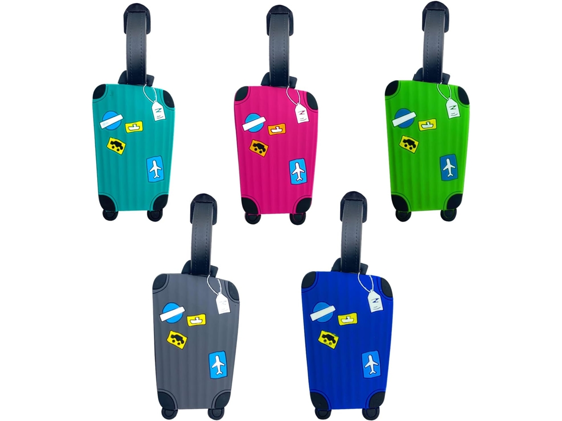Conjunto de 2 Etiquetas de Couro Pu BRILVIBERA, para identificação, com fivela, em verde e redondas