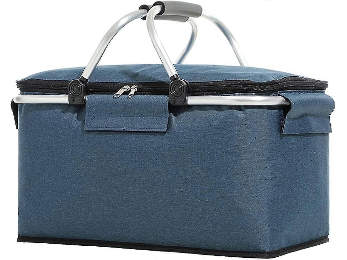 Cestas de Piquenique Dobráveis, Cesta de Piquenique para 4 Pessoas com Forro Impermeável, Bolsa Térmica Dobrável para Compras GOKOCO (azul Marinho)