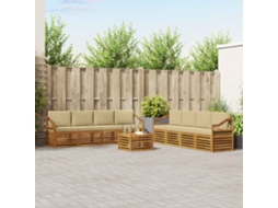 Vidaxl Conjuntos De Sofás Com Almofada 9 Pcs Natural E Bege