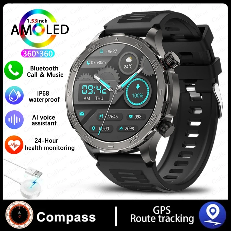 Relógio Inteligente (silicone Preto), Com Rastreamento Gps, Nfc E Chamadas Bluetooth.