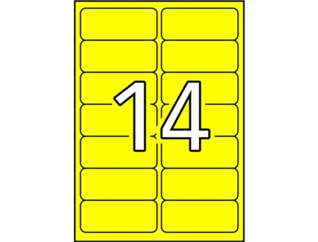 Etiquetas Adesivos de Permanente A4 20 Folhas APLI (Amarelo - 99,1 X 38,1 mm)