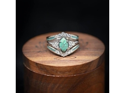 Anel de Prata 925 com Turquesa e Diamante S/MARCA