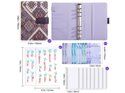 Ethnic Jacquard Fabric Loose Leaf Notebook With Vintage Buckle, Purple, Standard Gift Set Includes 12-budget Cards