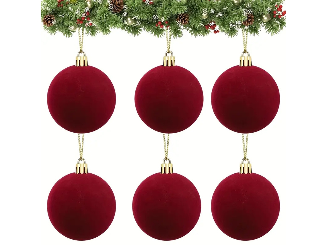Bola De Natal Flocada, Enfeite Para Pendurar, Decoração De Árvore De Natal, Marrom Escuro 3 Cm Yunzii