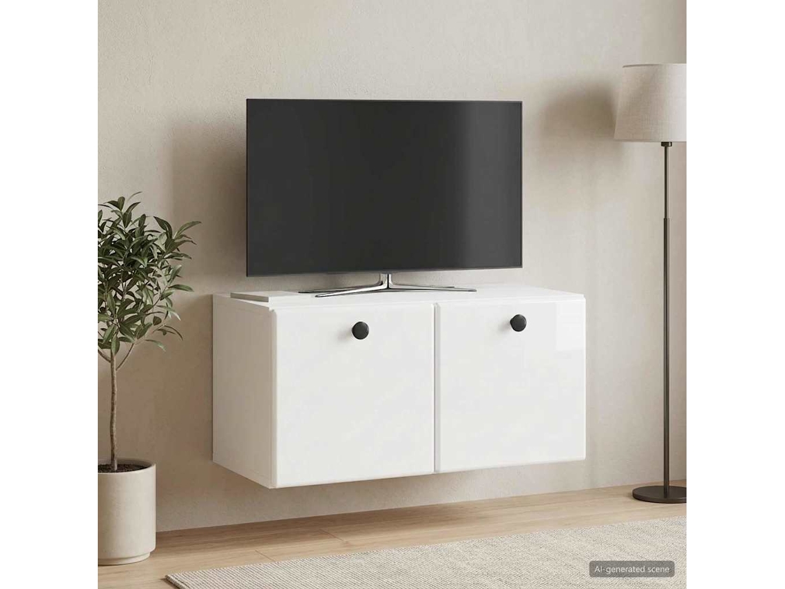 Vidaxl Gabinete De Tv De Parede 59,5 X 31 X 30 Cm Branco Brilhante