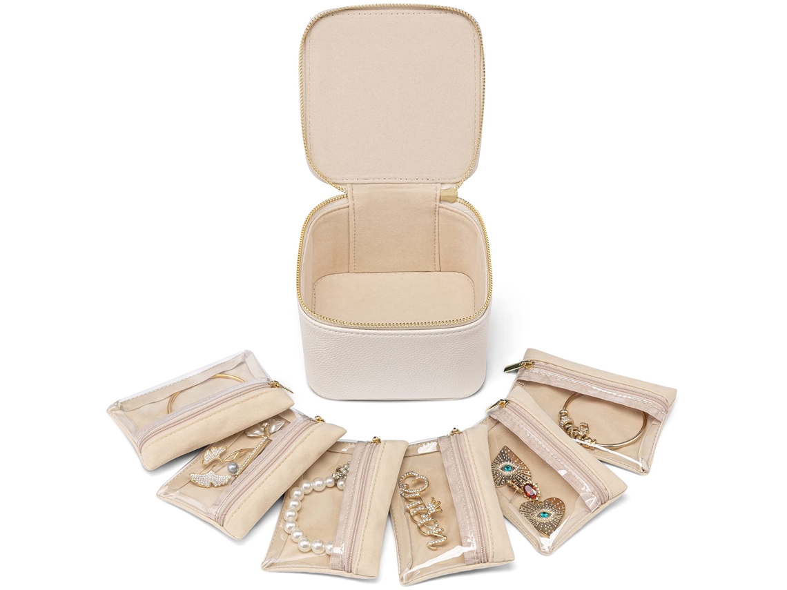 Porta-joias De Viagem Pequeno Com 6 Bolsos De Veludo Com Fecho, Porta-joias Premium(1)