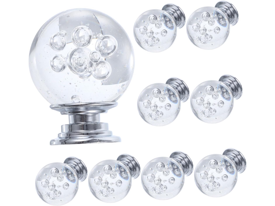 Conjunto De 10 Puxadores Decorativos De Cristal Para Portas De Armários, Gavetas E Cômodas.