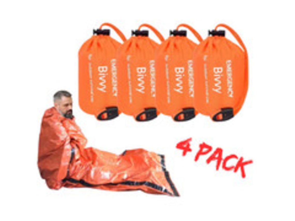 Pacote Com 4 Sacos De Dormir Emergência Impermeáveis​​ E Térmicos Para Camping, Laranja