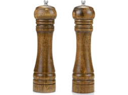 Set De 2 Molinillos De Sal Y Pimienta De Madera, 8" Con Rotores Cerámicos Ajustables Para Temporada