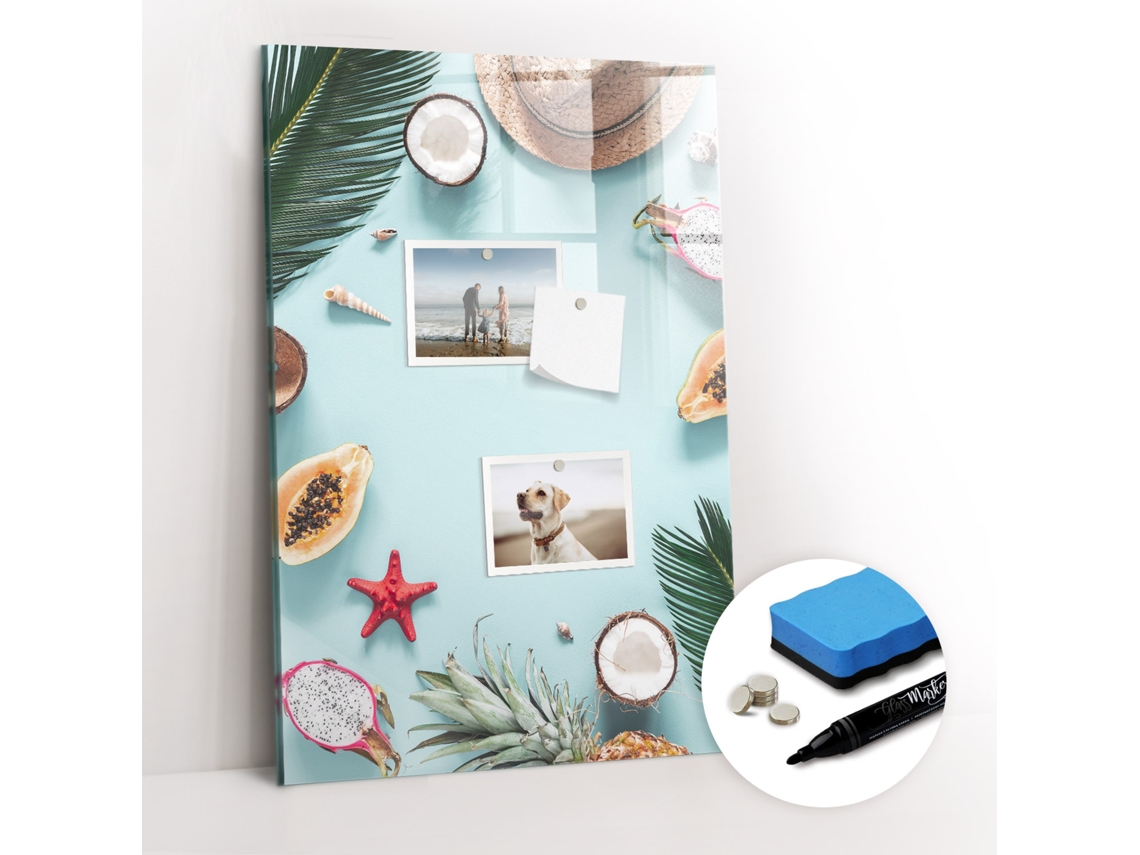 Quadro De Vidro Magnético Composição De Verão Para A Cozinha Espelharte (40x60 Cm)