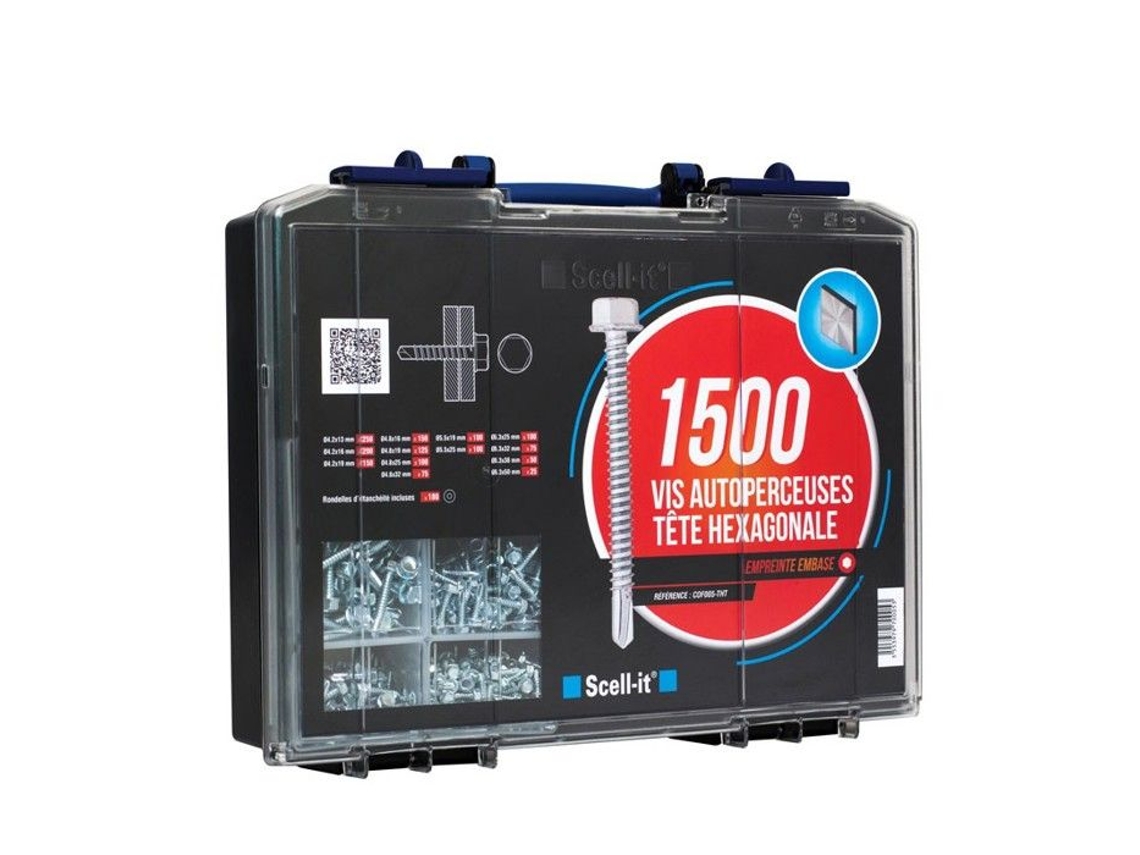 Caixa com 1500 Parafusos Autoperfurantes e Arruelas Sextavadas Cof005-Tht SCELL-IT
