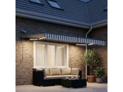 Vidaxl Toldo Retrátil Cinza Claro E Branco 300 X 250 Cm Poliéster
