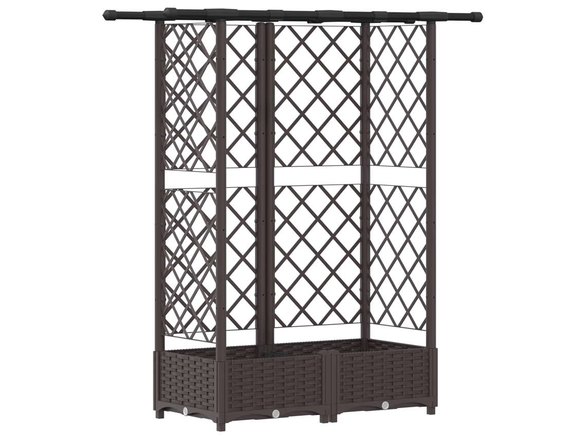 Vidaxl Cama Elevada Com Treliça E Telhado Castanho 124 X 40 X 123 Cm
