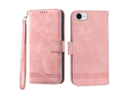 Capa Em Couro Pu, Com Suporte Para Apple Iphone 7 / 8 / Se (2020) / Se (2022) - Rosa