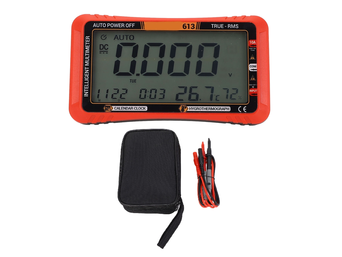 Multímetro Digital LCD com Temperatura, Umidade e Calendário S/MARCA